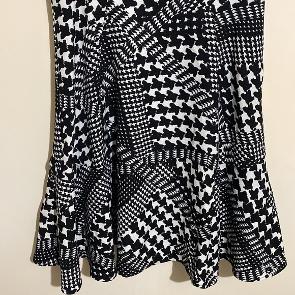 Eva Franco Houndstooth Print Sleeveless Ruffle Hem Dress Women Size 12 - Picture 5 of 11